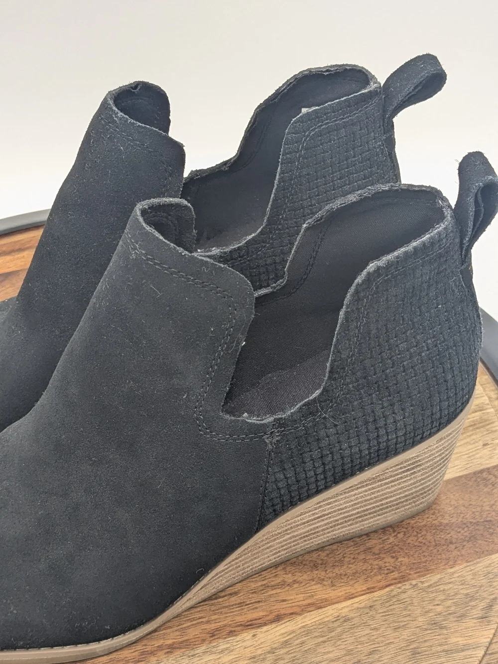 TOMS Women's Black Suede Wedge Chelsea Ankle Booties  Size 11